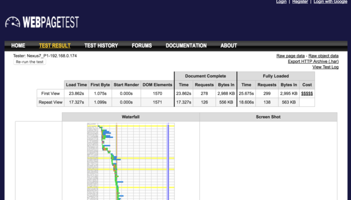 Webpagetest.org with The Boston Globe is reviewing the Webpage Optimization (WPO)